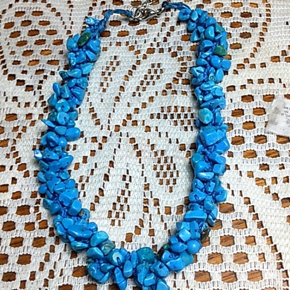 Turquoise  stone chip necklace